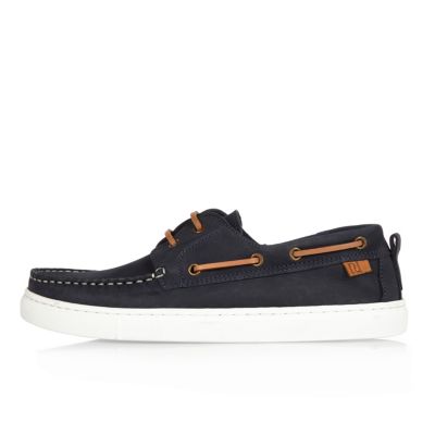 Navy boat shoes
